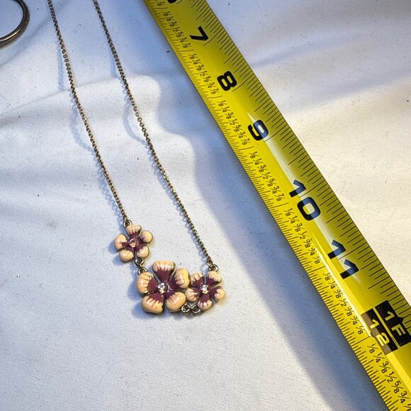 Three Flower Enamel Necklace Colorful Pendant Boho Floral Jewelry Gift - Picture 11 of 11